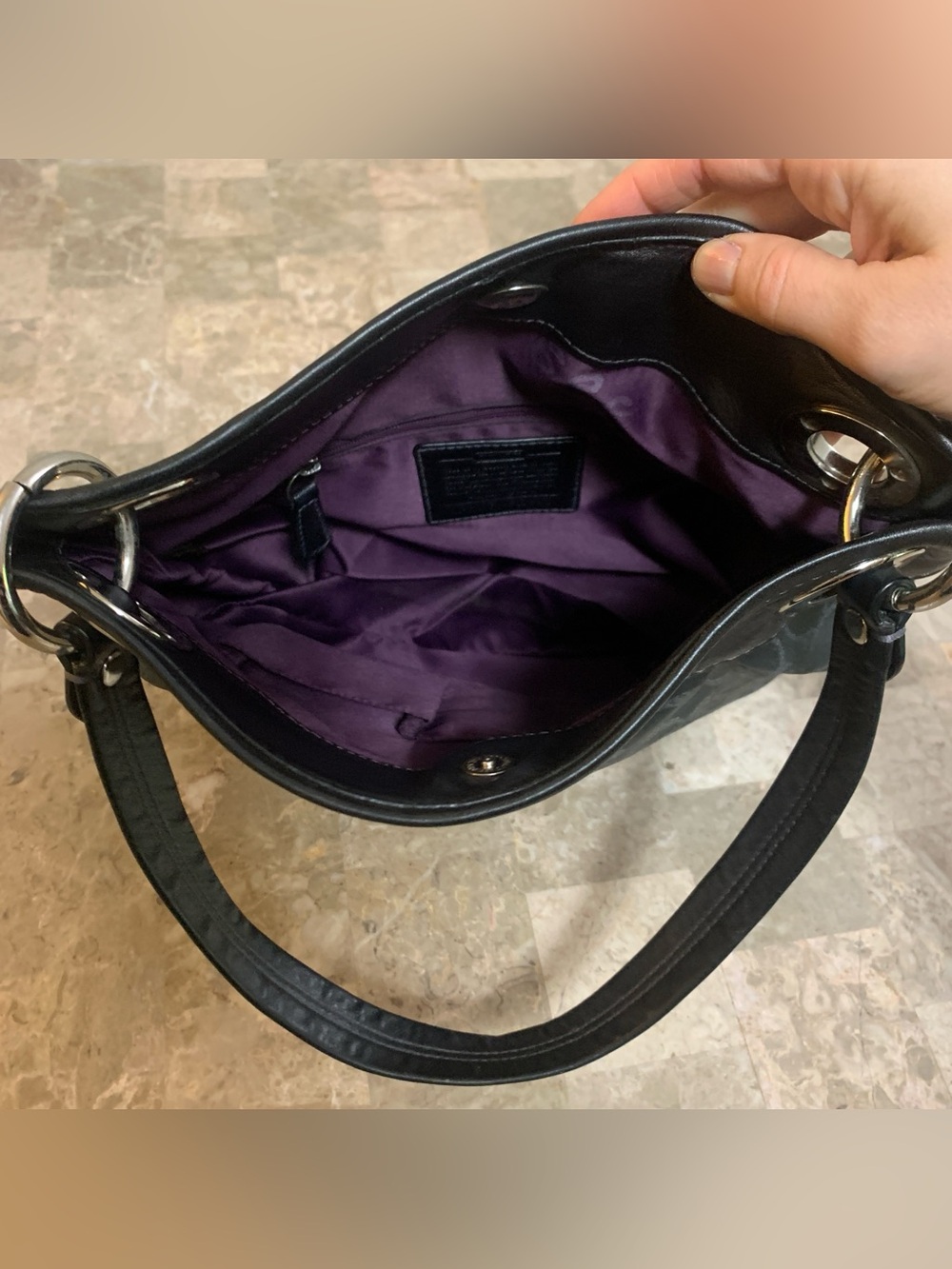Coach Ashley Lurex Bag Shoulder One Handle Purse Metallic Signature Cs Authentic - Picture 13 of 16